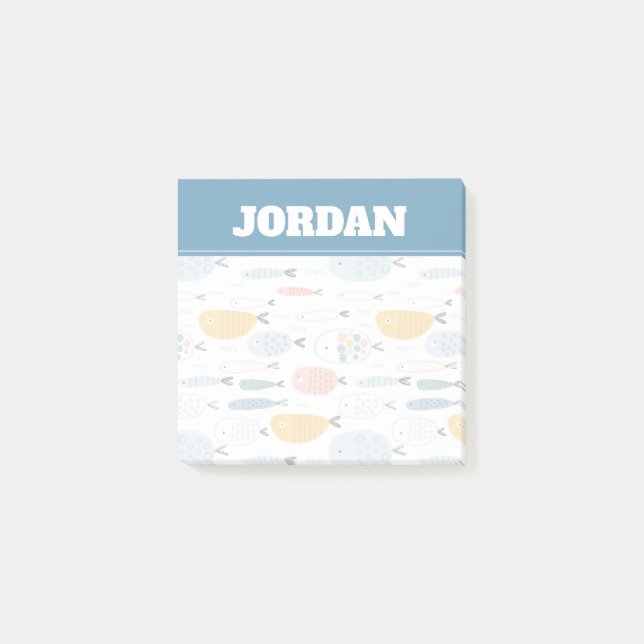 Notas Post-it® Cute Doodle School of Fish Pattern (Anverso)