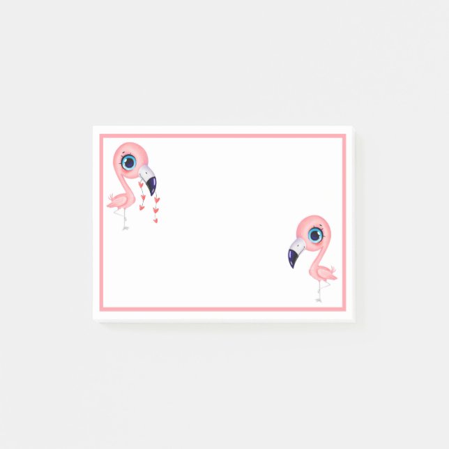 Notas Post-it® Cute Flamingos (Anverso)