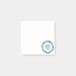 Notas Post-it® Cute Floral Blue Hydrangea Wolf Post-It Notes