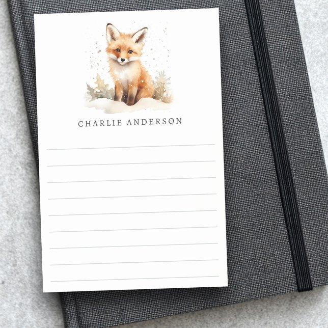 Notas Post-it® Cute fox cub watercolor name lined (Cute fox cub watercolor name lined post-it notes)