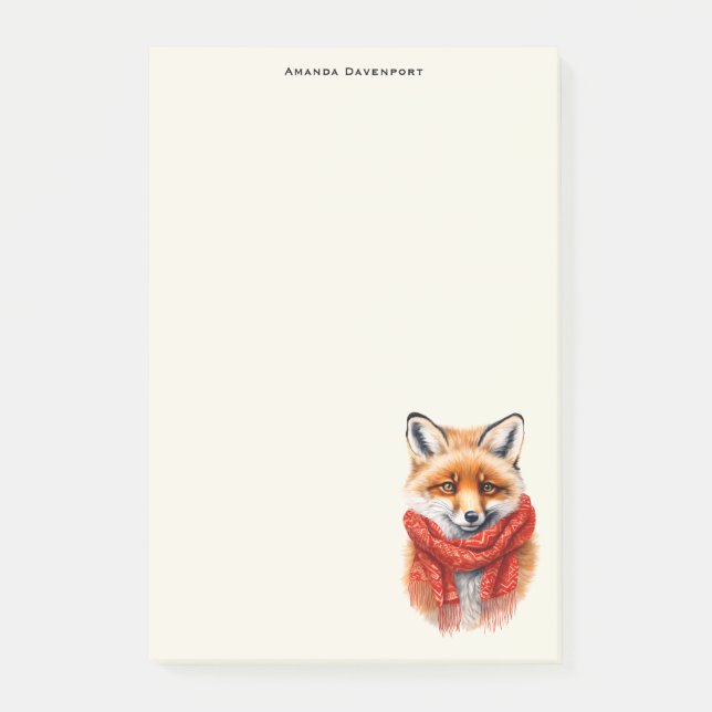 Notas Post-it® Cute Fox in a Red Scarf Autumn Image (Anverso)