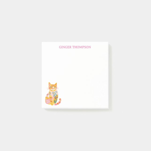 Notas Post-it® Cute ginger cat pastel fall colors (Anverso)