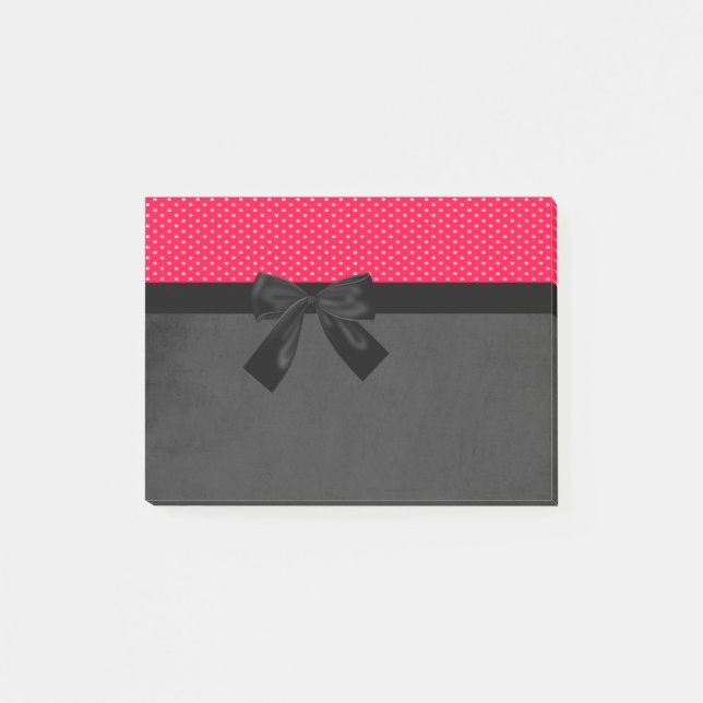 Notas Post-it® Cute Girly Elegly puntos de Polka Rojo - Black Bow (Anverso)