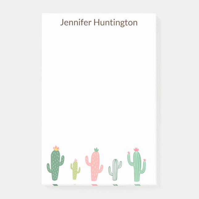 Notas Post-it® Cute Girly Succulum Cactus Personalizado (Anverso)