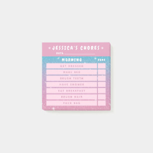 Notas Post-it® Cute Glitter Rosa Tareas Matutinas Niños 3x3
