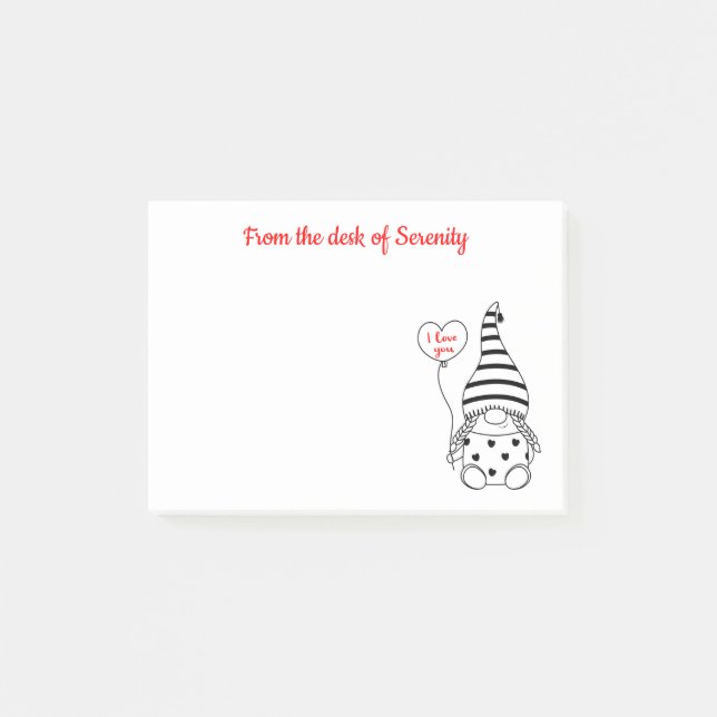 Notas Post-it® Cute Gnome Heart Love Fairy Garden Gnomes (Anverso)