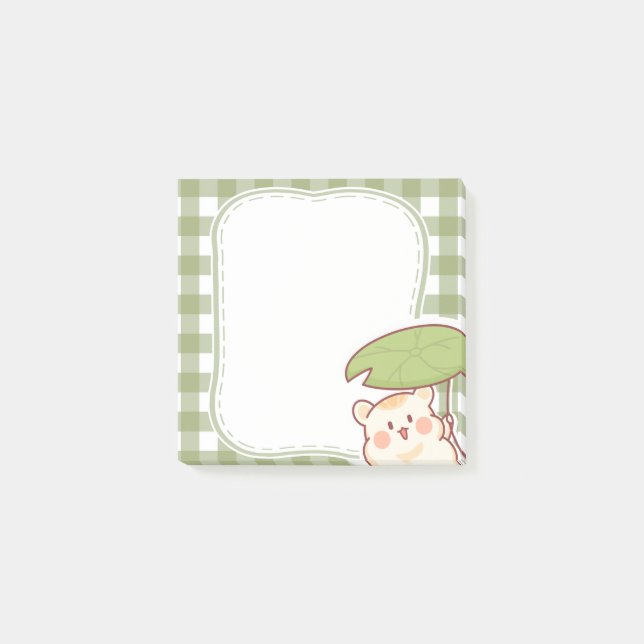 Notas Post-it® Cute Hamster with Lotus Leaf Frame (Anverso)