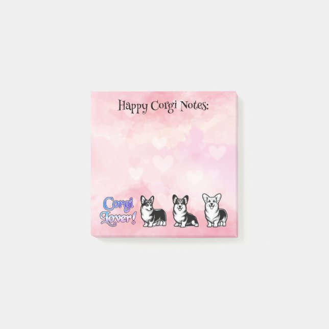 Notas Post-it® Cute Happy Cardigan Welch Corgi (Anverso)