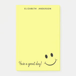 Notas Post-it® Cute Happy Yellow Face Personalized Post-it Notes