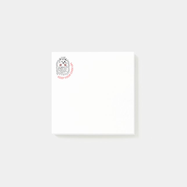 Notas Post-it® Cute Hedgehog ¡Mantén La Manga Arriba! (Anverso)