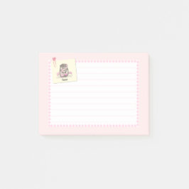 Notas Post-it® Cute Hedgehog Nombre personalizado Rosa