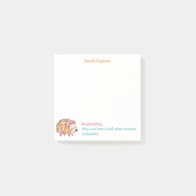 Notas Post-it® Cute hedgehog pastel fall colors (Anverso)