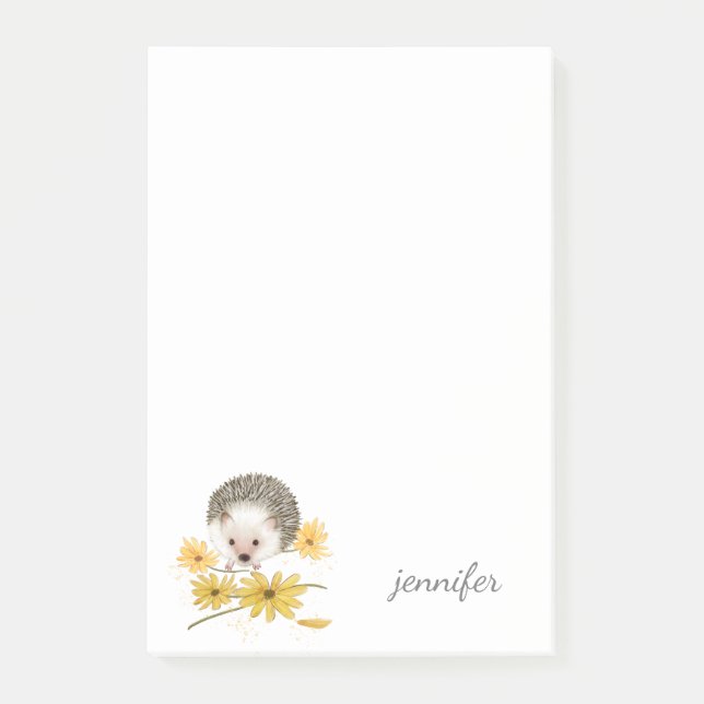 Notas Post-it® Cute Hedgehog Personalize Post-it® Notes (Anverso)