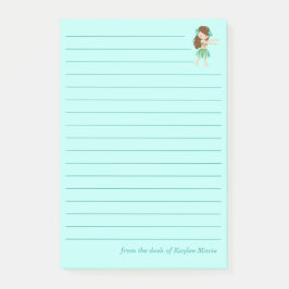 Notas Post-it® Cute Hula Chica Personalizado Tropical Verde azula