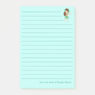 Notas Post-it® Cute Hula Chica Personalizado Tropical Verde azula