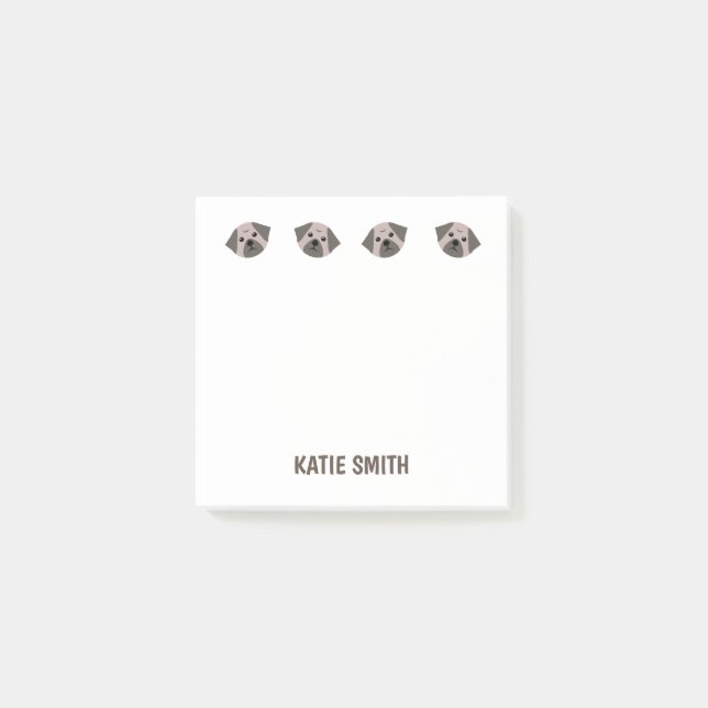 Notas Post-it® Cute Ilustración De La Paw De Pug (Anverso)