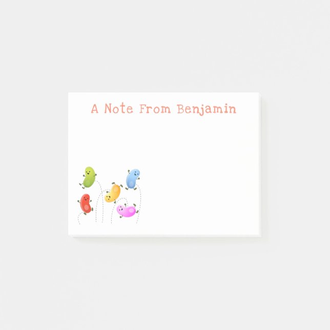 Notas Post-it® Cute jellybeans saltando ilustracion personalizado (Anverso)