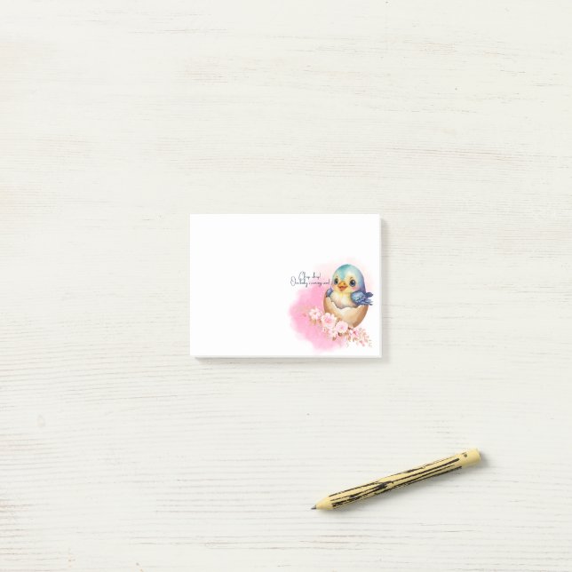 Notas Post-it® Cute Kawaii Egg Bird Elegant Floral Baby Shower (Escritorio)