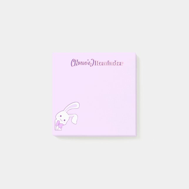 Notas Post-it® Cute Kawaii Pastel Morado Conejo de Oreja Flácida  (Anverso)