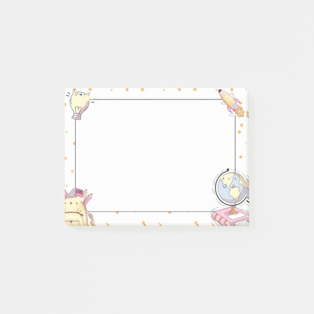 Notas Post-it® Cute Kawaii School Supplies Teacher Gift (Anverso)