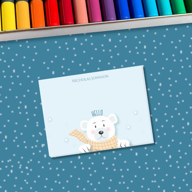Notas Post-it® Cute Kid Polar Bear invierno post-it anota (Cute polar bear kid winter sticky notes . )