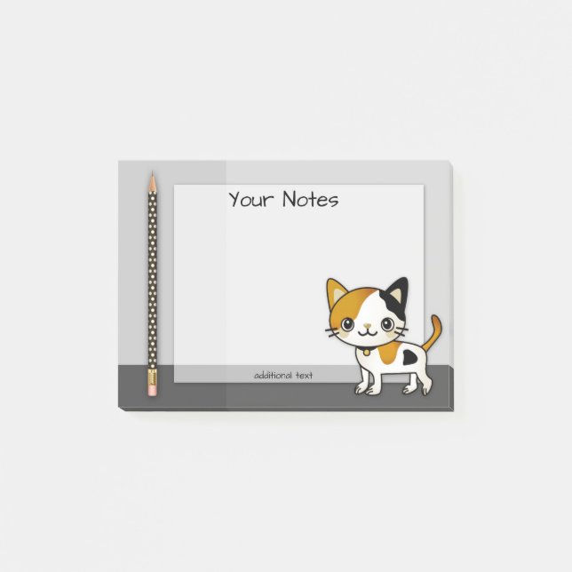 Notas Post-it® Cute Kitty Pencil Post It Notes (Anverso)