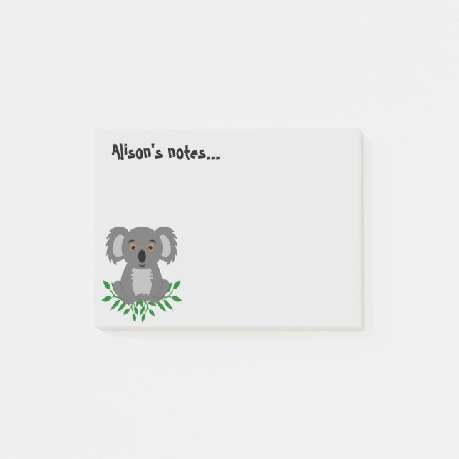 Notas Post-it® Cute koala con eucalipto (Anverso)
