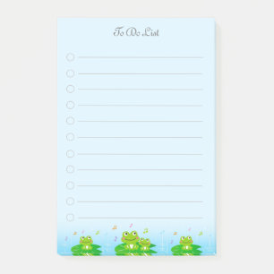 Notas Post-it® Cute Little Ranas Lista de Tareas en Azul Claro
