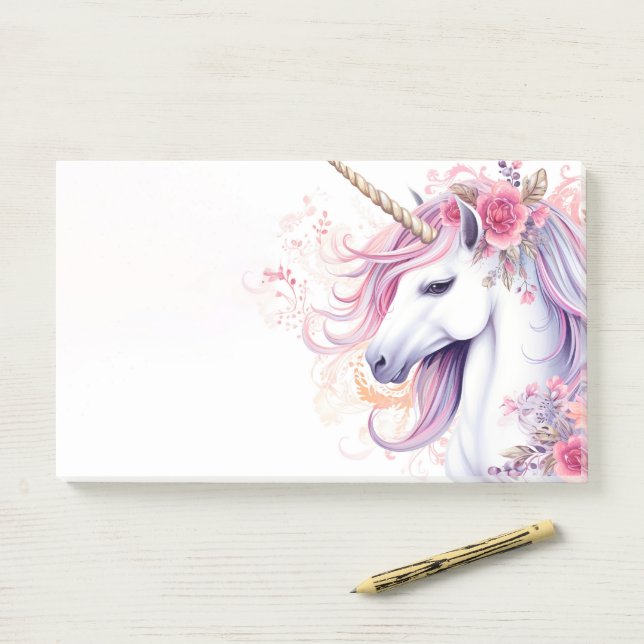 Notas Post-it® Cute Magical Unicorn (En escritorio)