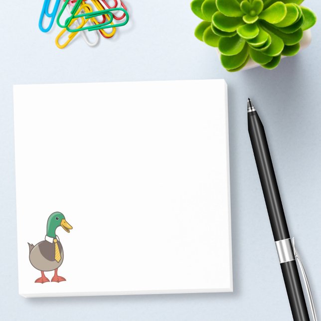 Notas Post-it® Cute Mallard Duck White Collar Necktie (Subido por el creador)