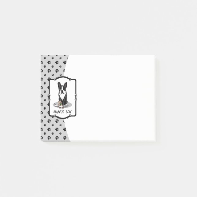 Notas Post-it® Cute Mama's Boy Boston Terrier (negro) (Anverso)