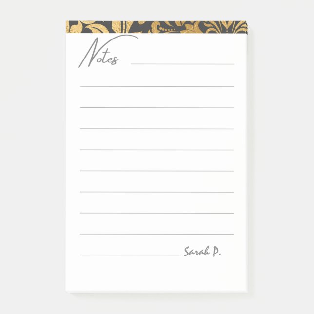 Notas Post-it® Cute Modern Minimalistic Abstract Grey Gold (Anverso)
