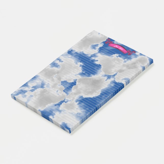 Notas Post-it® Cute nubes blancas alineadas publicación personali (En perspectiva)