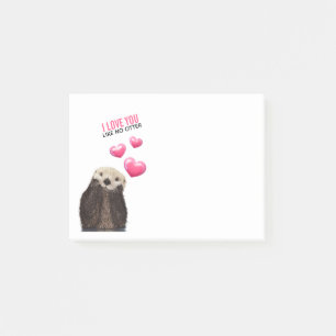 Notas Post-it® Cute Otter con los corazones rosados te quieren pi
