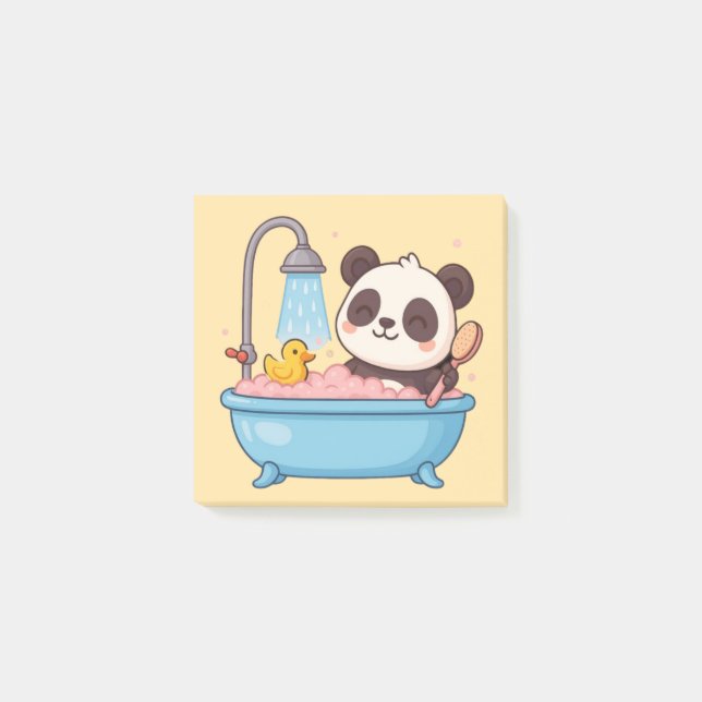 Notas Post-it® Cute Panda Bathtime Notebook (Anverso)