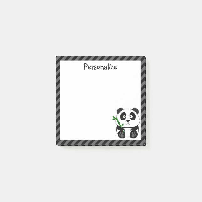 Notas Post-it® Cute Panda Blanco Y Negro (Anverso)