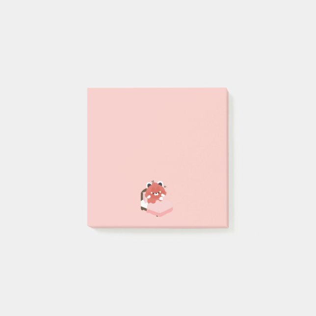 Notas Post-it® Cute Panda Rojo Cansado (Anverso)