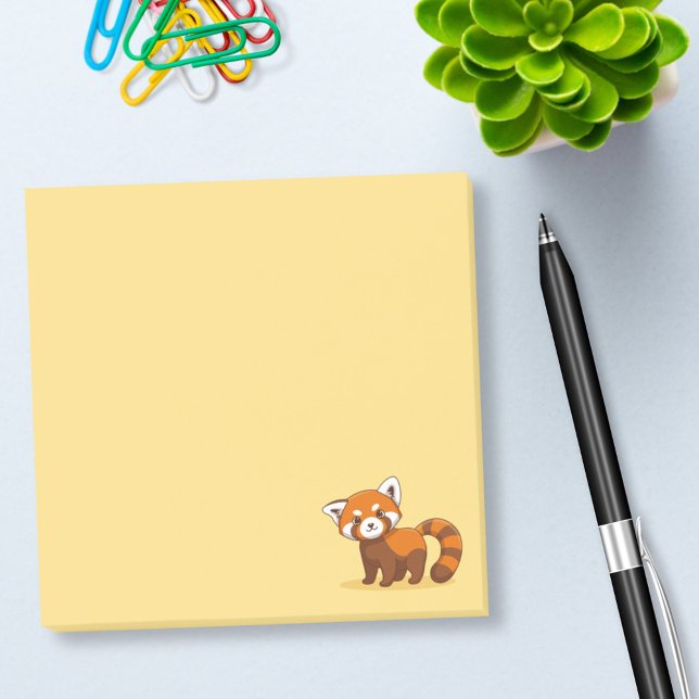 Notas Post-it® Cute Panda Rojo en Amarillo (Subido por el creador)