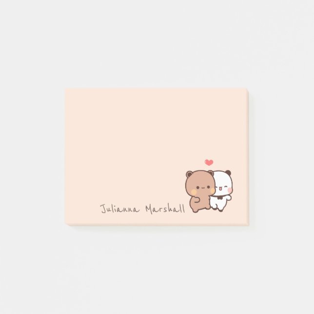 Notas Post-it® Cute Panda tiene amor de pareja, nombre de Persona (Anverso)