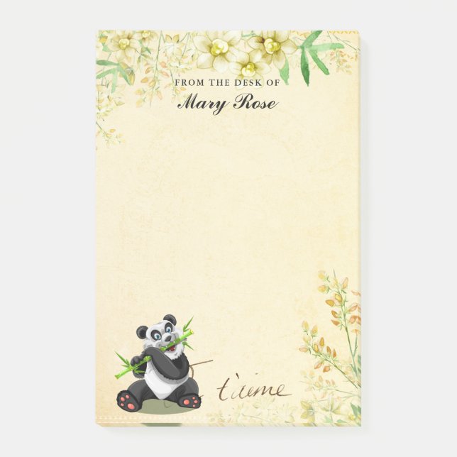 Notas Post-it® Cute Panda With Yellow Flowers Notes (Anverso)