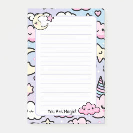 Notas Post-it® Cute Pastel Kawaii Unicornio Nubes y Notepad de Es