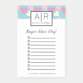 Notas Post-it® Cute patrón de corazones pastel para el Día de San