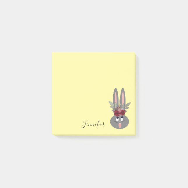 Notas Post-it® Cute Peeping Easter Bunny Yellow Personalizado (Anverso)