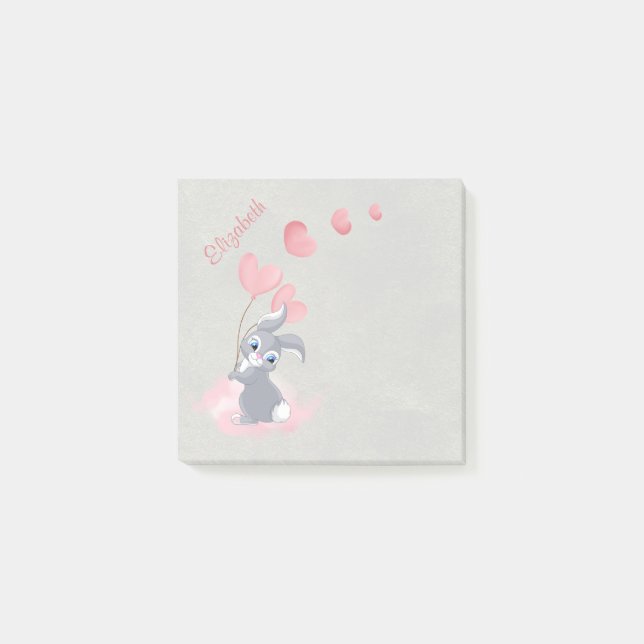 Notas Post-it® Cute Personalizado Bunny Valentine Notes (Anverso)