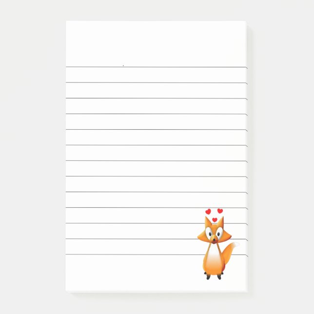 Notas Post-it® Cute Personalizado Fox Animal Lined (Anverso)