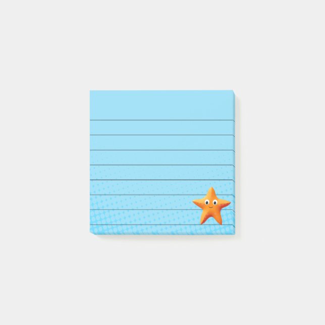 Notas Post-it® Cute Personalizado Starfish Blue Ocean Lined Post- (Anverso)