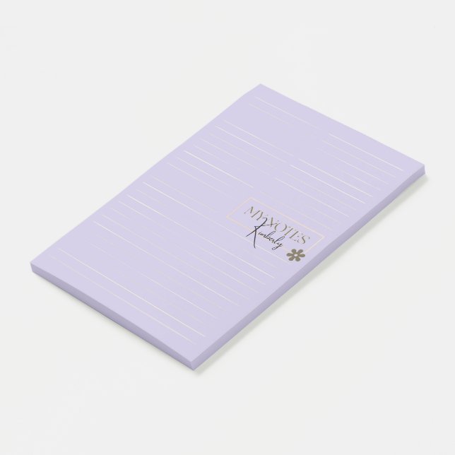 Notas Post-it® Cute Personalized Lined Simple Modern Lavender (En perspectiva)
