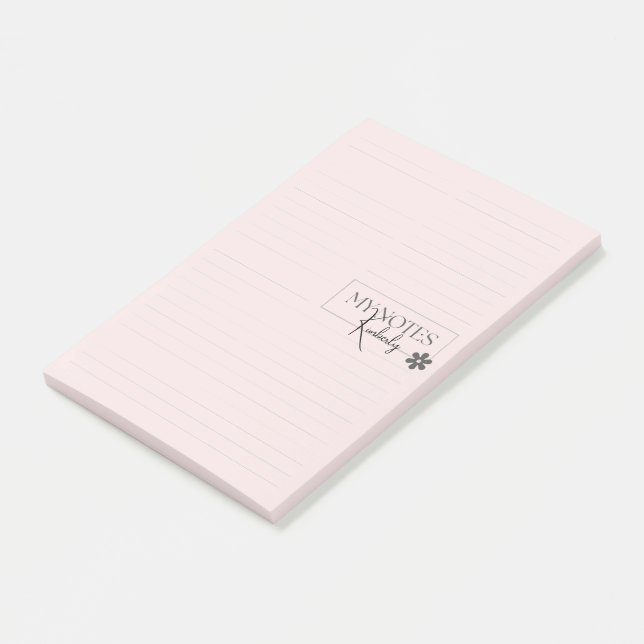 Notas Post-it® Cute Personalized Lined Simple Modern Pink (En perspectiva)