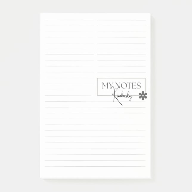Notas Post-it® Cute Personalized Lined Simple Modern White (Anverso)