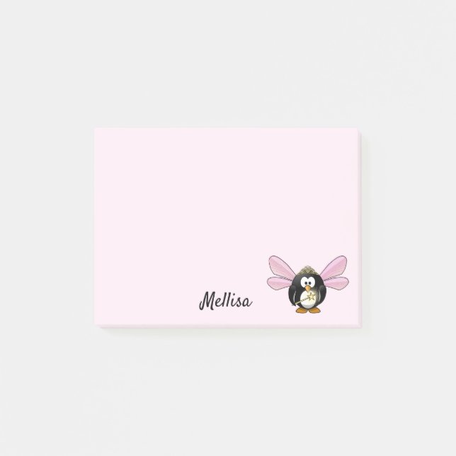 Notas Post-it® Cute pingüino princesa de hadas DIY tu nombre (Anverso)